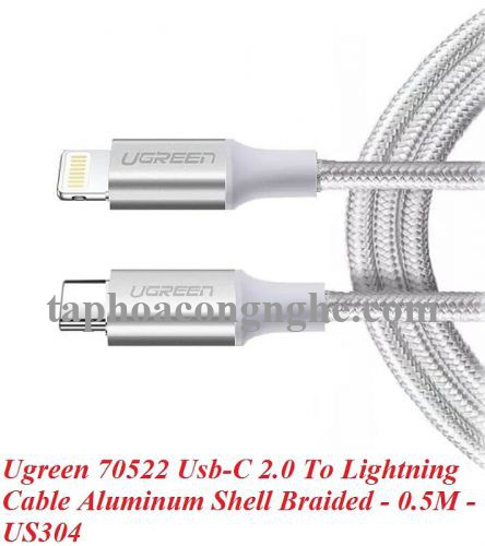 Ugreen 70522 0.5m cáp usb type c ra lightning 2.0 màu trắng 50cm US304 30070522